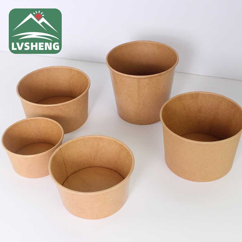 Կենսաքայքայվող Kraft Paper Salad Bowl կափարիչով