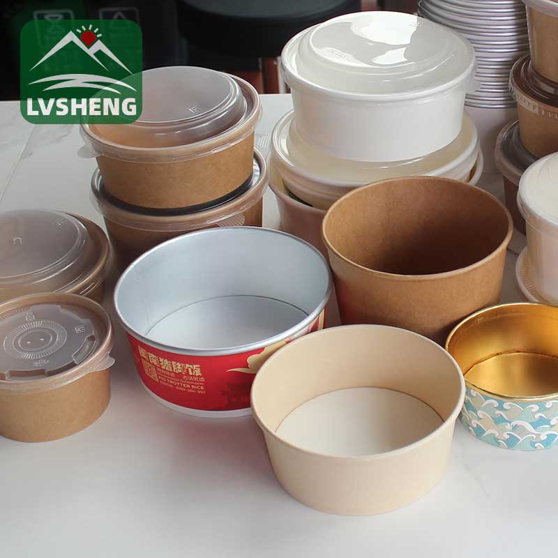 Բարձրորակ Kraft Pla Paper Salad Bowl Միանգամյա օգտագործման համար